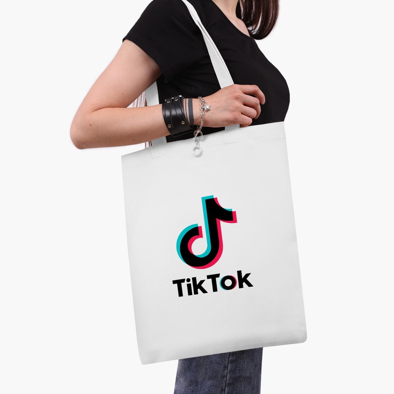 Эко сумка шоппер TikTok 41х35 см Белый (9227-1389-WT1)