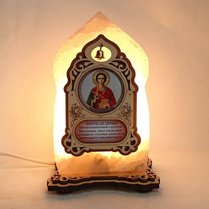 Соляная лампа Икона маленькая Пантелеймон желтого подсвечивания (20029) Соляная лампа Икона маленькая Пантелеймон желтого подсвечивания (20029)