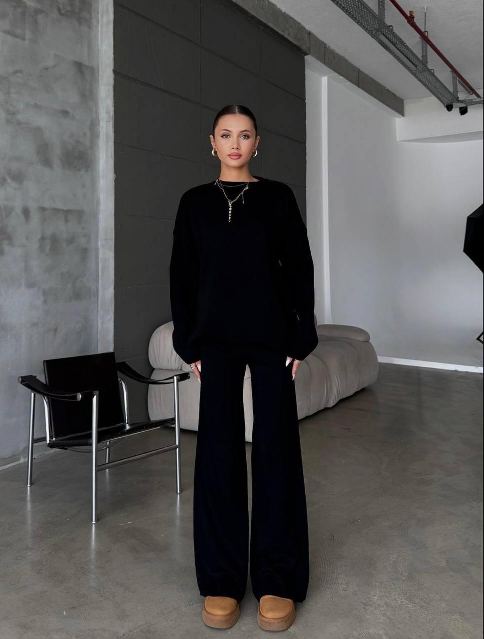 Костюм женский оверсайз ангора-кашемир р. 42/44 Черный (31986497)