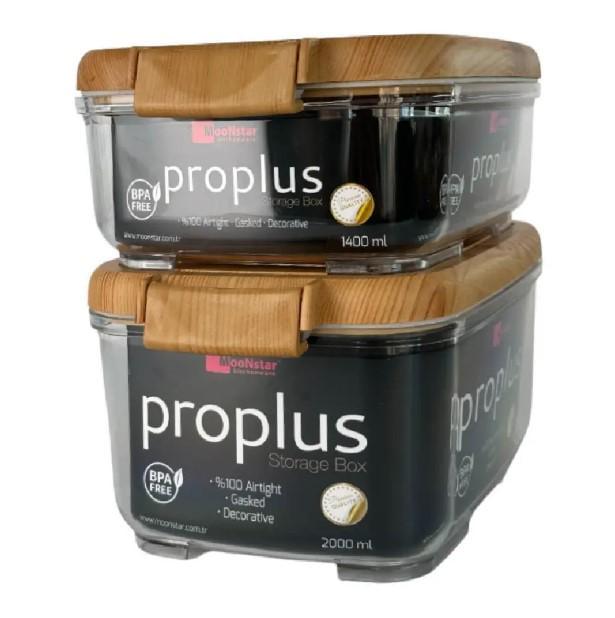 Набор акриловых контейнеров Motek ProPlus 2 шт. с бамбуковой крышкой (PRO-233В)