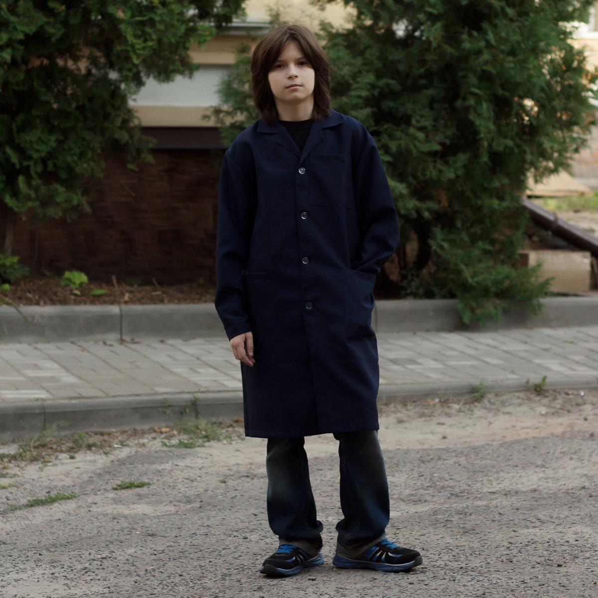 Халат дитячий шкільний р. 44/46 176-180 см Синій (28767427)