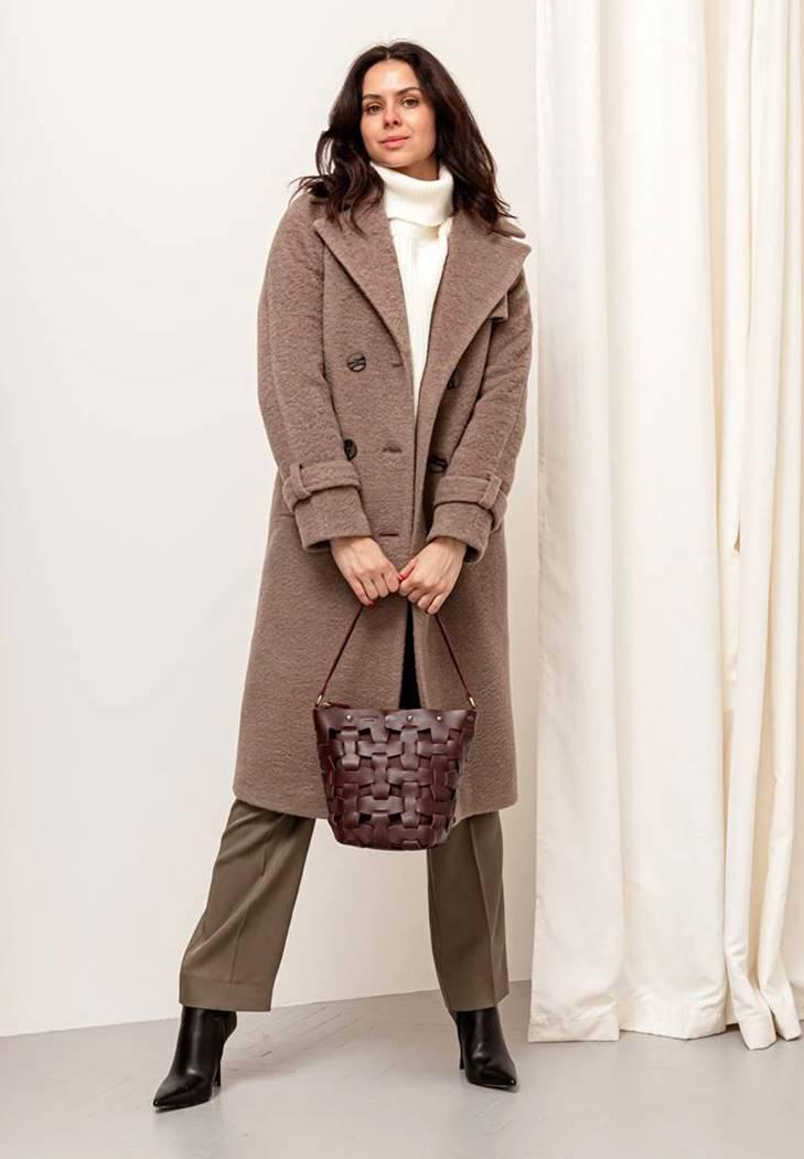 Женская сумка кожаная плетеная Пазл M Krast Бордовый (A-026659)