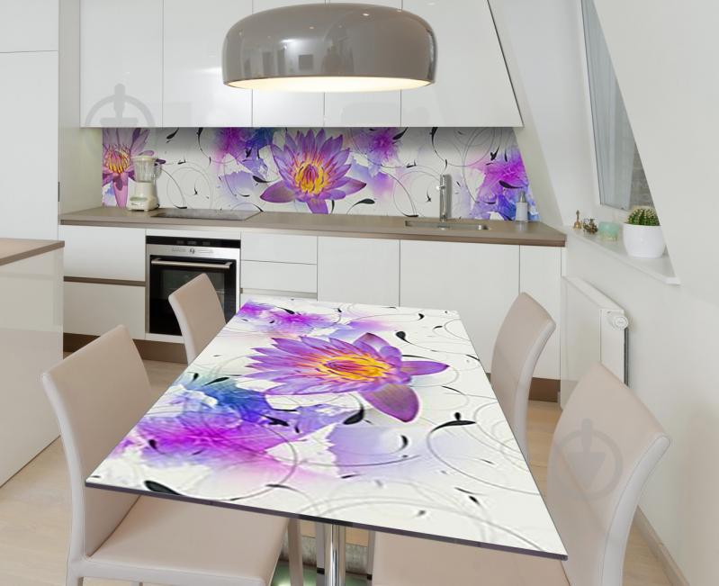 Наклейка 3Д виниловая на стол Zatarga «Вельветовый лотос» 600х1200 мм для домов, квартир, столов, кофейн, кафе Наклейка 3Д виниловая на стол Zatarga «Вельветовый лотос» 600х1200 мм для домов, квартир, столов, кофейн, кафе