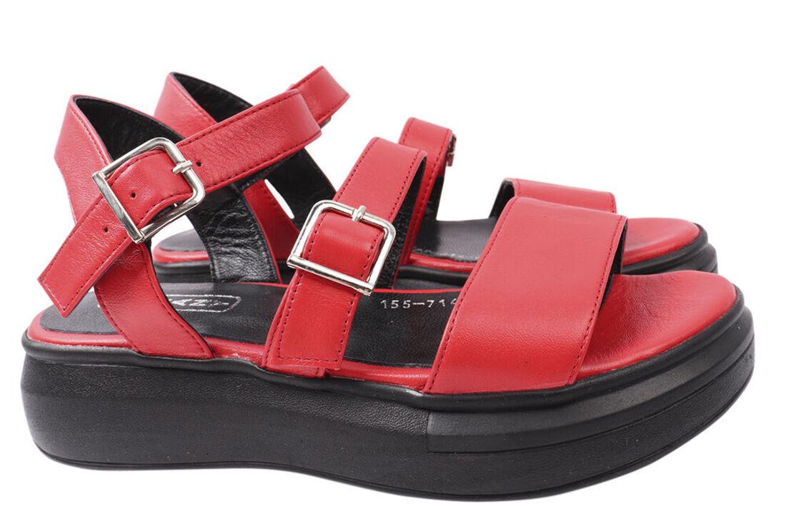 Босоніжки жіночі Phany зі шкіри на платформі р. 37 Червоний (208-21LBC)