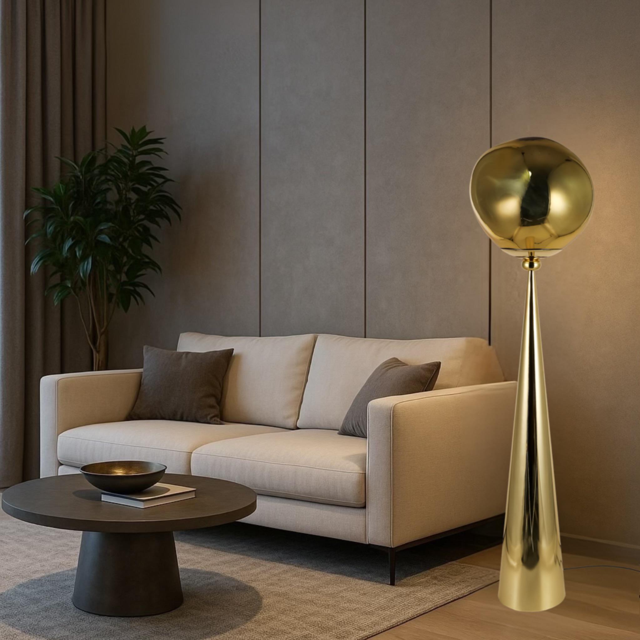 Торшер дизайнерський Melt з плафоном 38 см Золотистий (93-F01-1) - фото 2 Торшер дизайнерський Melt з плафоном 38 см Золотистий (93-F01-1) - фото 2