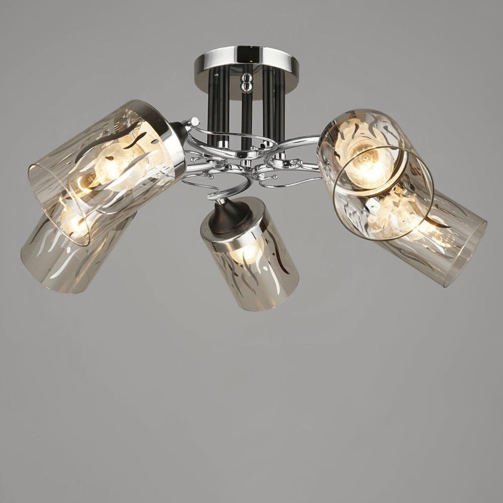 Люстра стельова Lighthouse SRS-19485/5 BK+CH з візерунком Чорний/Хром/Прозорий