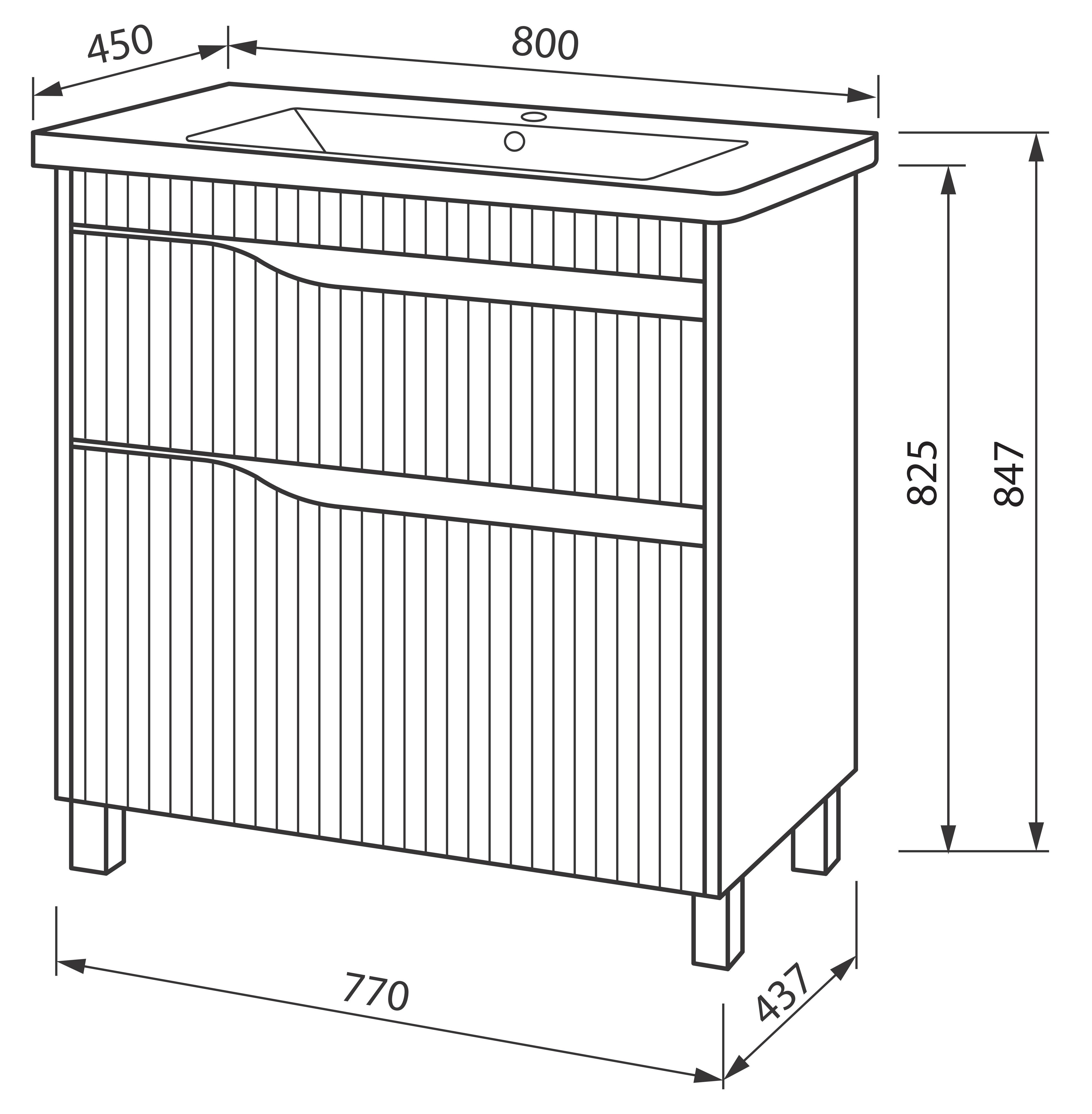 Тумба ЮВВИС Florence ТНБ-2 Д с умывальником Vesta 80 см Белый матовый (25074952) - фото 3