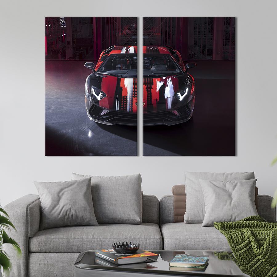 Картина на холсте Яркая Lamborghini Aventador S - Yamamoto 165x122 см (1268-2)