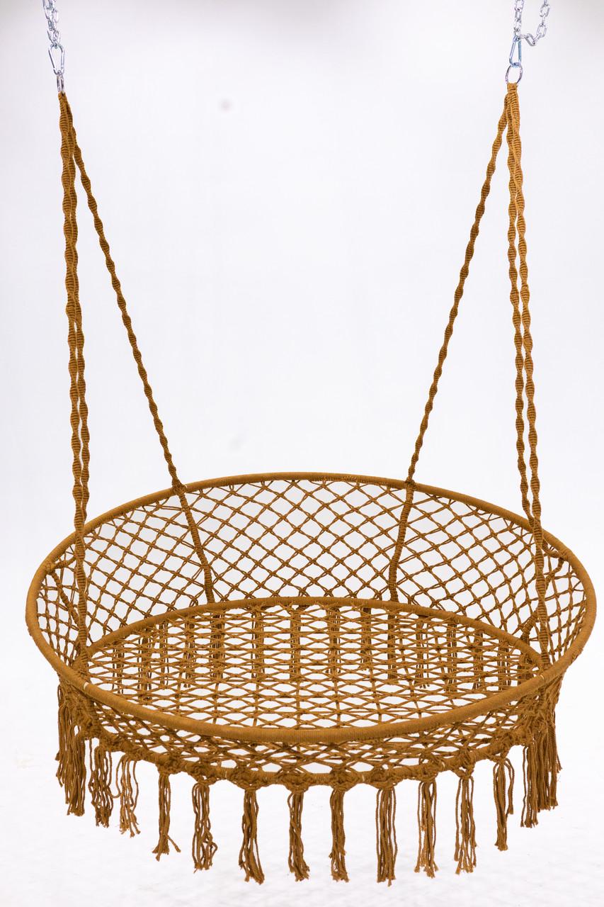Кресло-качели подвесное плетеное WCG круглое с мягкой подушкой 140 см Коричневый (2702684521) - фото 2 Кресло-качели подвесное плетеное WCG круглое с мягкой подушкой 140 см Коричневый (2702684521) - фото 2
