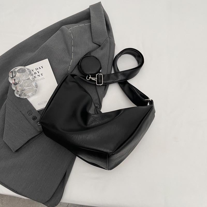 Женская сумка-хобо с мини кошельком Черный (RN-330)