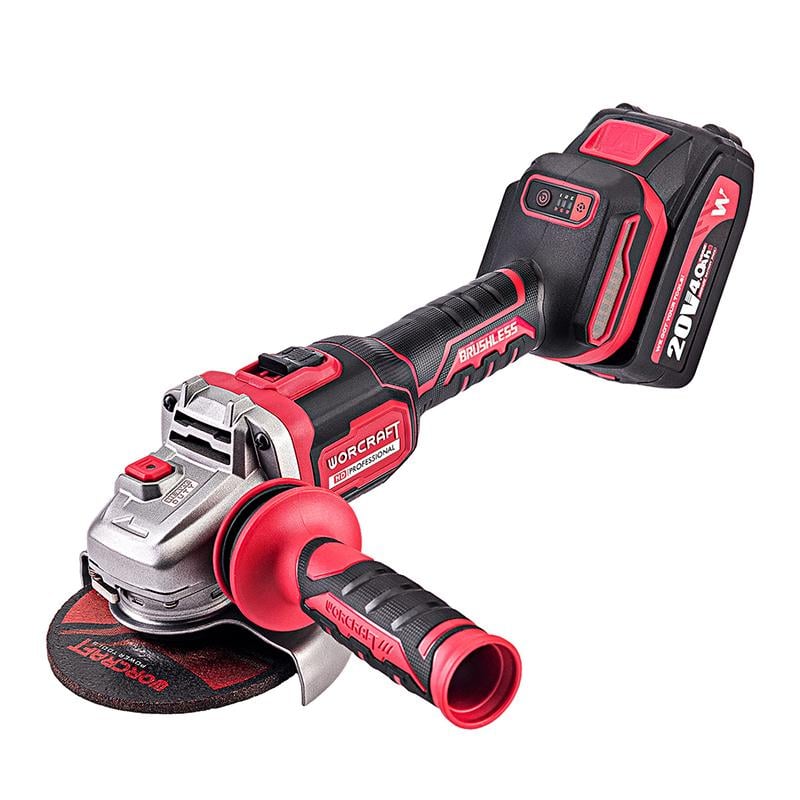 Болгарка кутова акумуляторна безщіткова Worcraft CAG-S20LiBM-125 з акумулятором 4А та зарядним (43290)