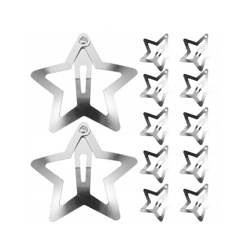 Шпильки для волосся клік-клак Зірочки металеві 10 шт. Сріблястий (2743174745)