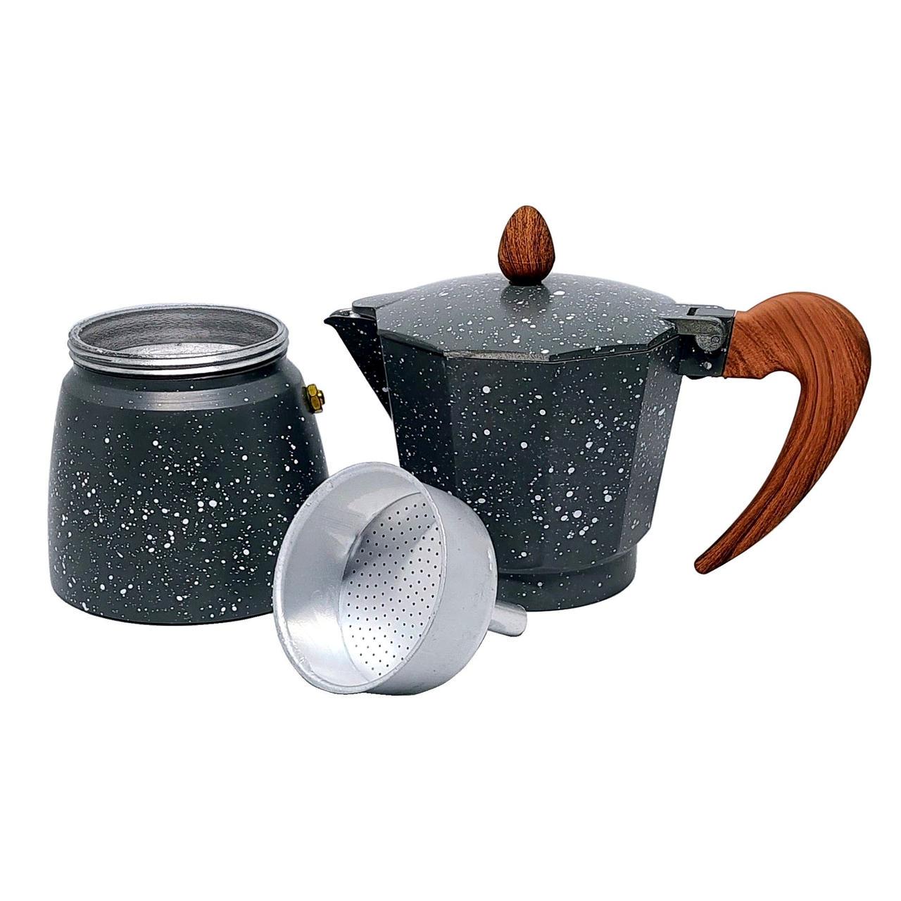 Гейзерная кофеварка A-Plus #2085 алюминиевая с мраморным покрытием 300 мл на 6 чашек (201238-6) - фото 2