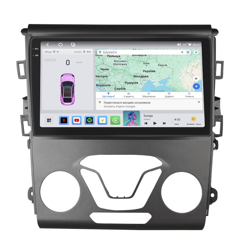 Автомагнітола штатна Lesko 4G/CarPlay/QLED/360°/GPS/Wi-Fi для Ford Fusion North America II 2012-2016 4/64Gb 9" (2313568030)