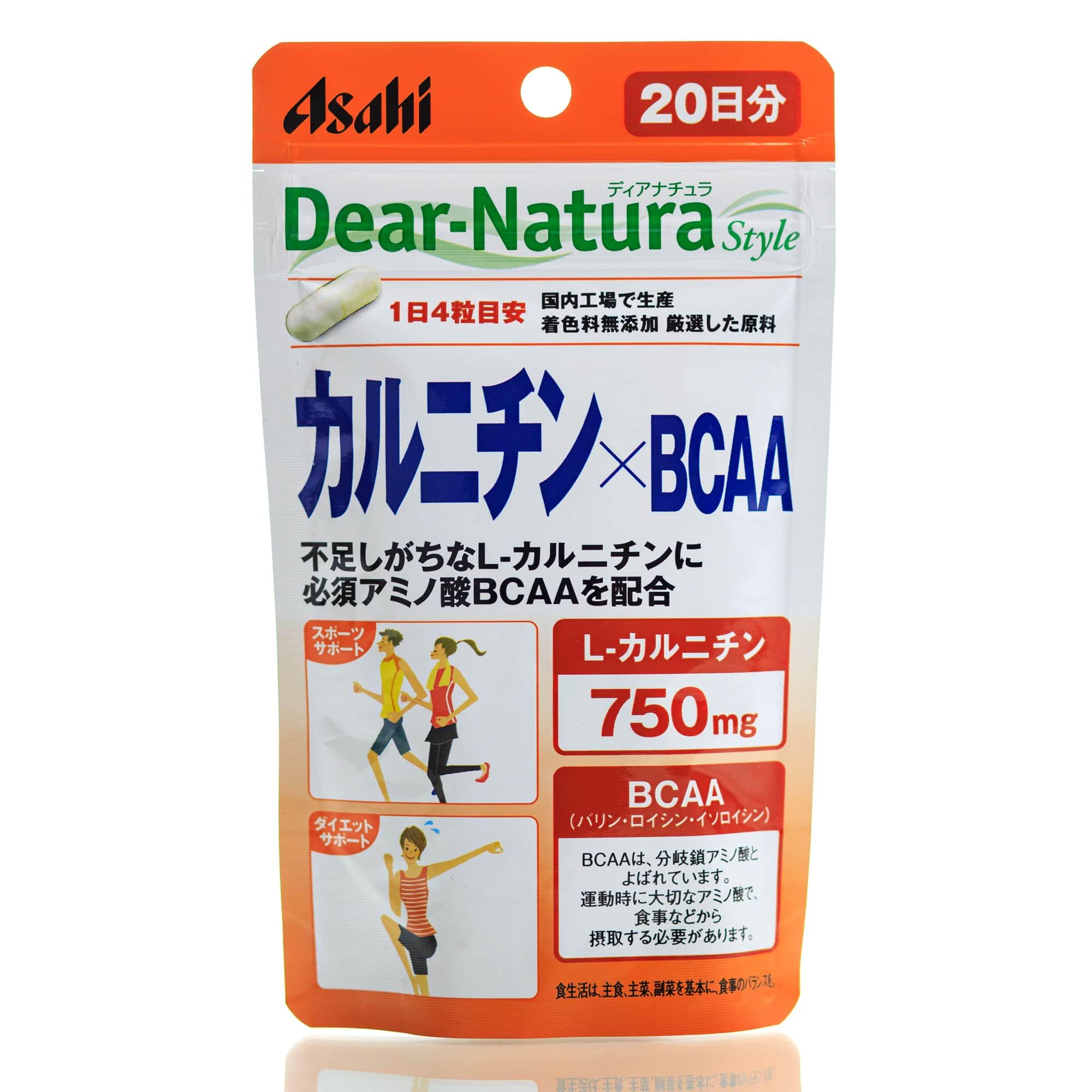 Амінокислоти для активного спалювання жиру ASAHI Dear-Natura L-carnitine + BCAA 20 дн. 80 шт.