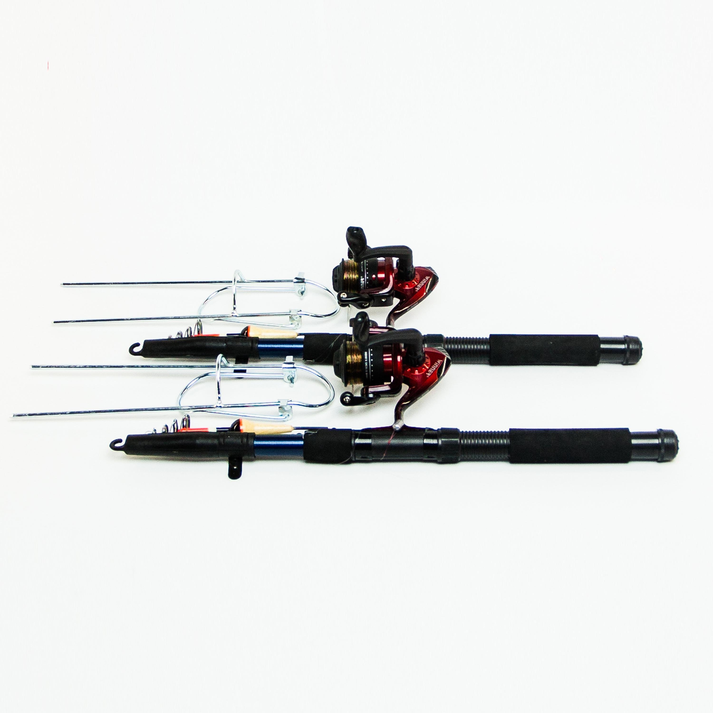 Удочки дальнего заброса 2,1 м 2 шт. в сборе с катушкой + подставки