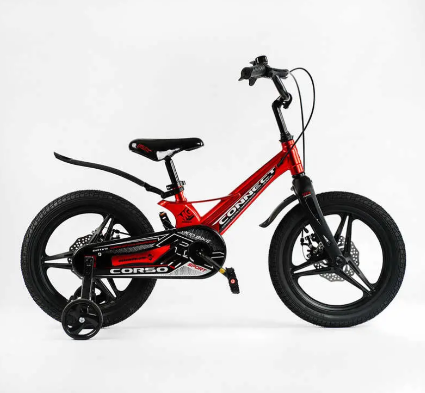 Велосипед дитячий Corso Connect 16 дюймів 2-х колісний дискові гальма Червоний (MG-16516)