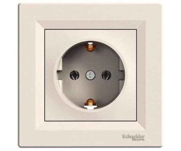 Розетка Schneider Electric Asfora с заземлением Кремовый (EPH2900123)