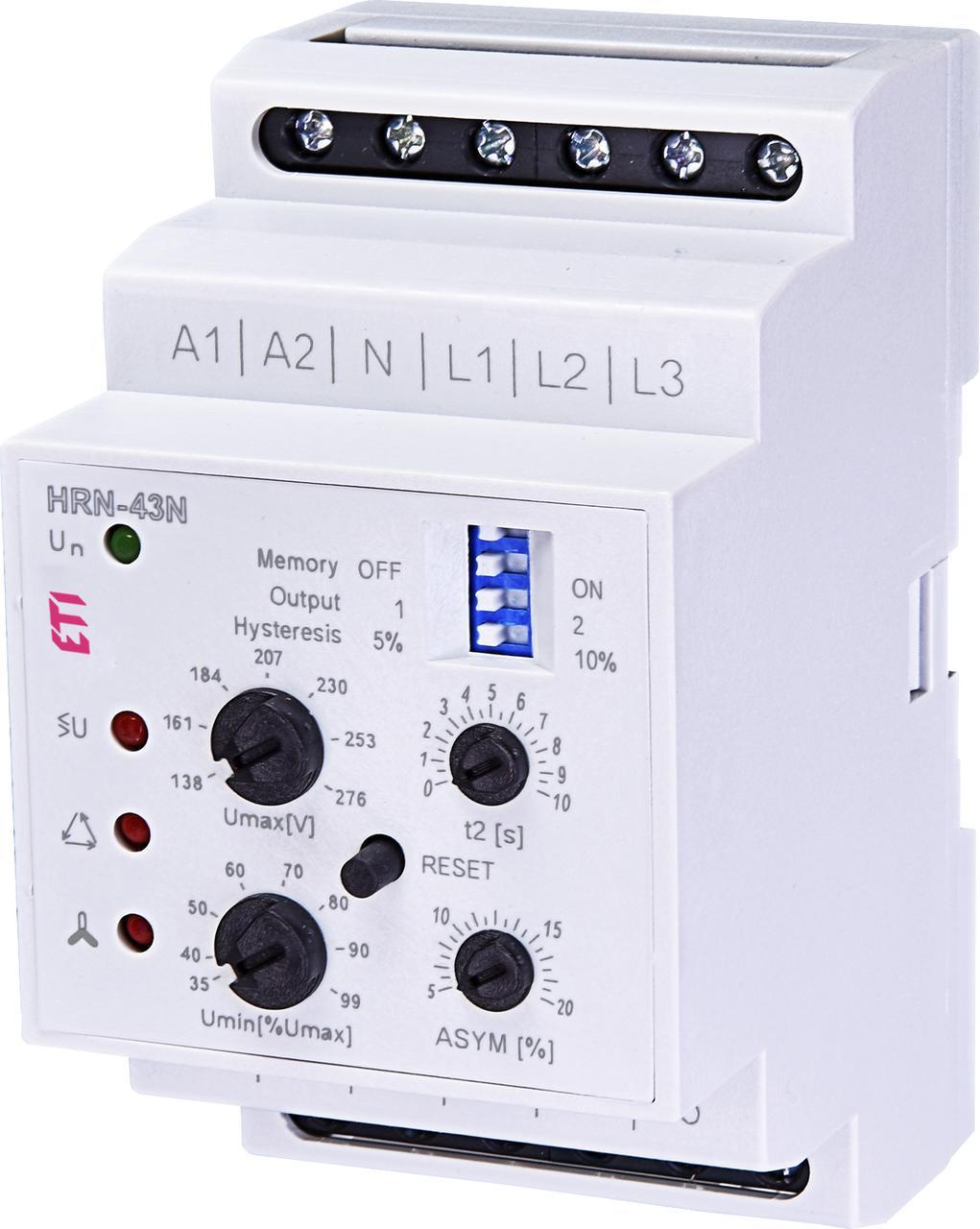 Реле контролю напруги ETI HRN-43N AC1 з нейтраллю 230V 3F 2x16A (2471404)