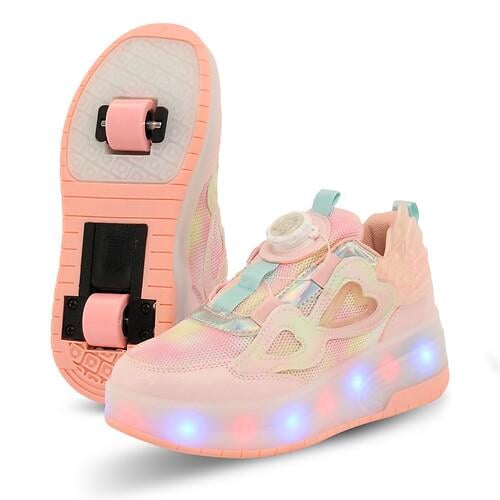 Кроссовки роликовые с подсветкой LED на двух колесах Huoleguo OB-6885 р. 36 Розовый (33093293)