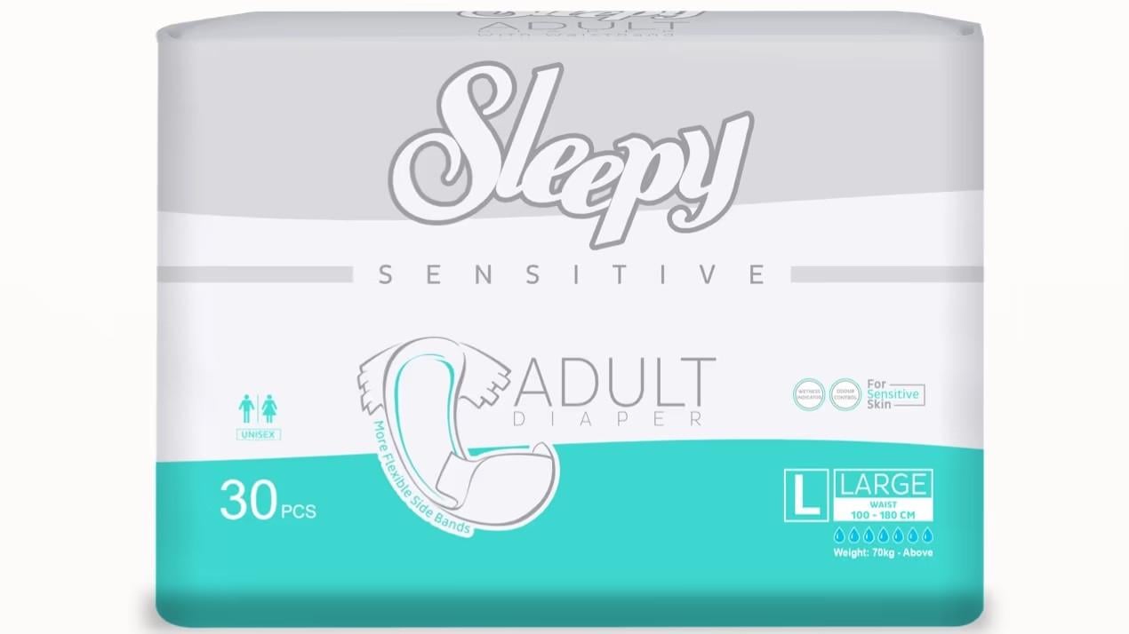 Подгузники для взрослых Sleepy Sensitive Adult L (100-150 см) 30 шт. Эластичные натуральные памперсы