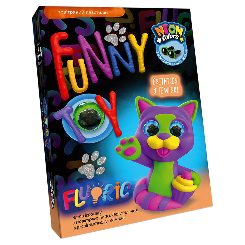 Набір креативної творчості Danko Toys AIR CLAY fluoric ARCL-FL-01 4 кольори Котик (RLT9629s26902)