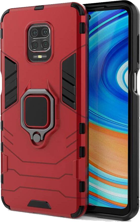 Противоударный чехол Xiaomi Redmi Note 9 Pro (подставка кольцо) Red (16802-2D)