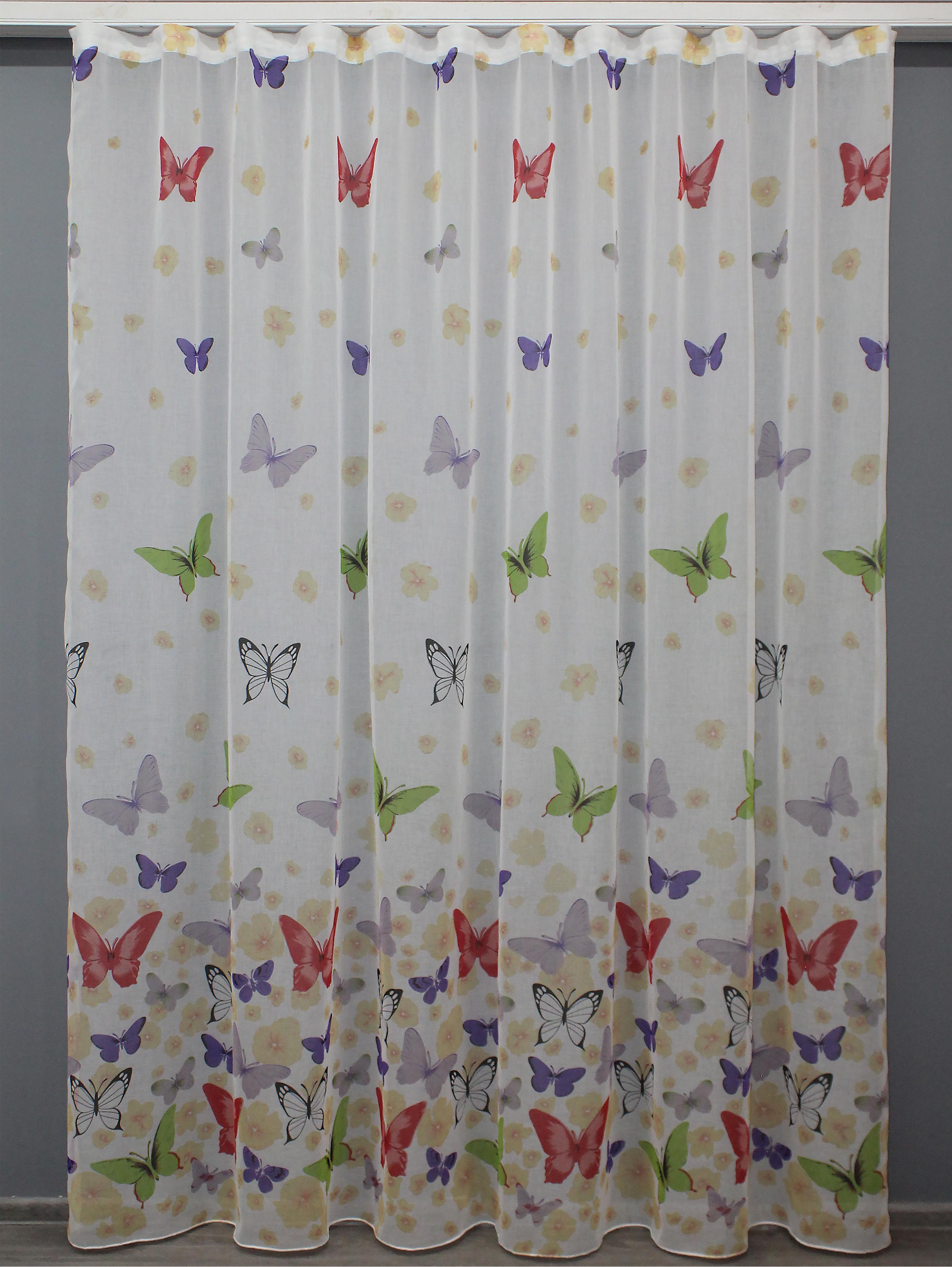 Тюль VR-Textil 1420т батист Бабочки 300х270 см Разноцветный (42-0211) Тюль VR-Textil 1420т батист Бабочки 300х270 см Разноцветный (42-0211)