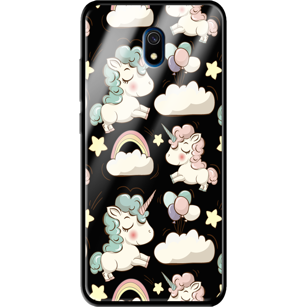 Чехол Boxface Xiaomi Redmi 8A Unicorns Черный силикон со стеклом (38341-cc2-39409)