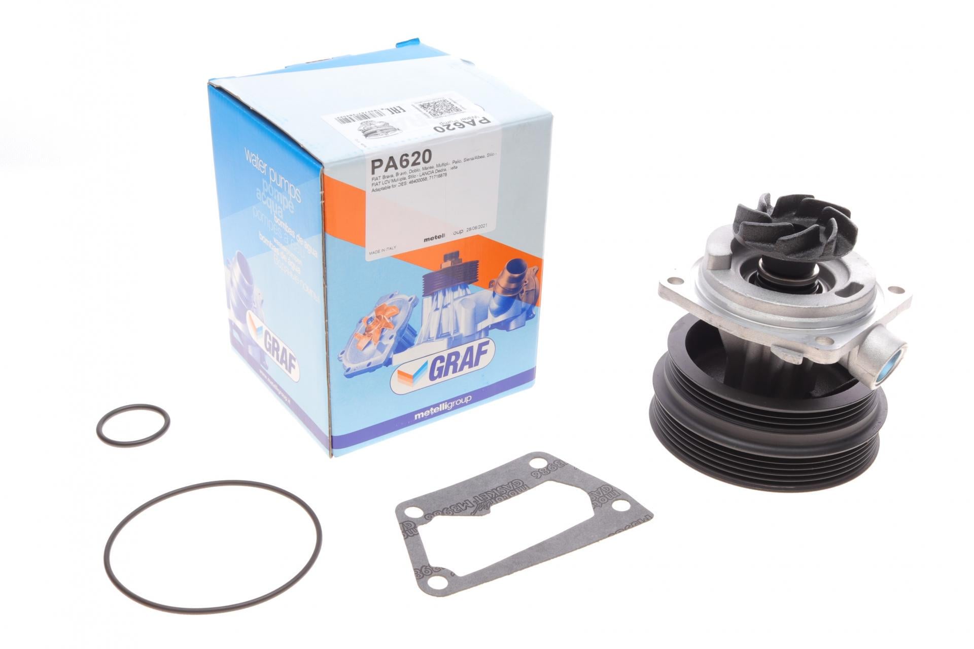 Помпа воды Graf Fiat Doblo/Palio/Stilo/Bravo 1.6 16V 95-11 R/B PA620 8 лоп. 8 кон.