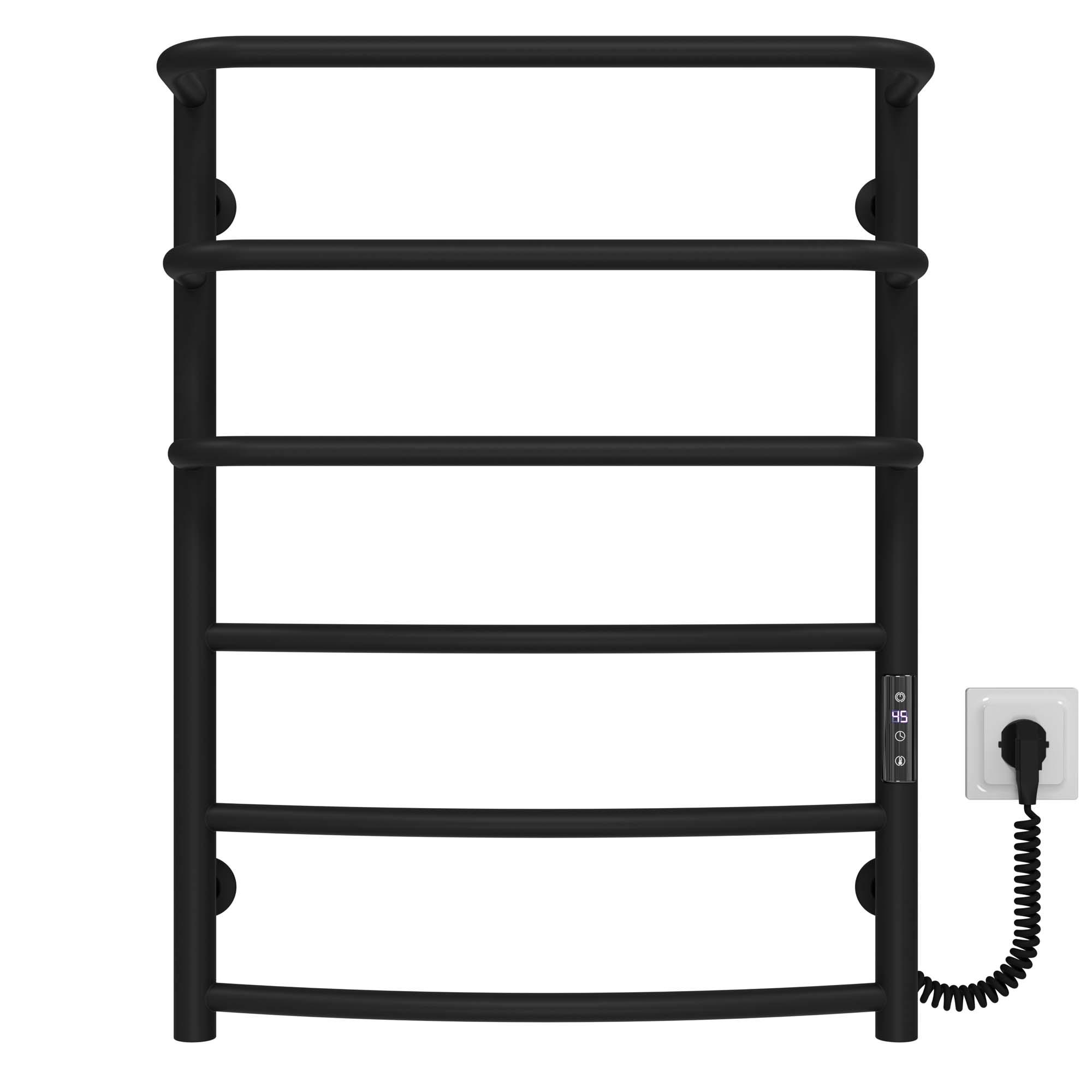 Полотенцесушитель электрический Deffi Каскад Дуга П6 JD03 правое подключение нержавеющая сталь 500x700 мм Черный (C.KD.70.50.6.EBR1)