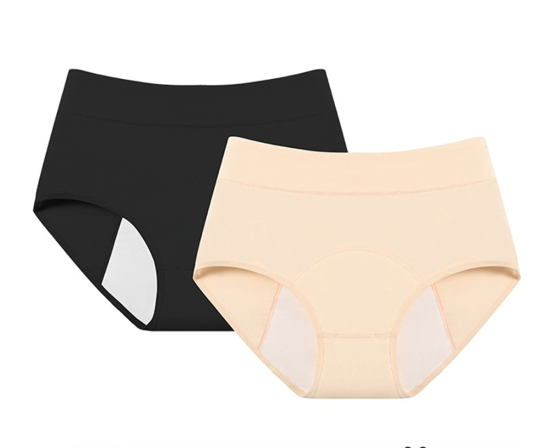 Набор из двух трусов для месячных с высокой посадкой 4XL Бежевый Черный