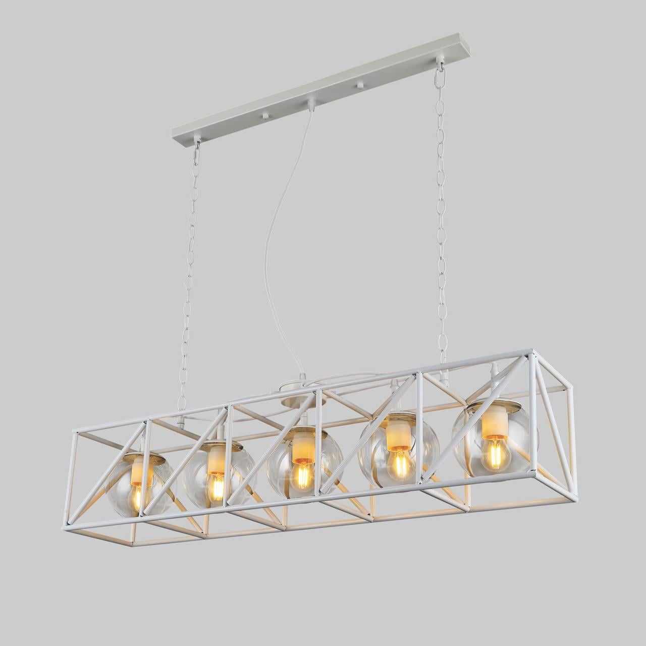 Люстра длинная металлическая на 5 ламп Белый (61-CT05-5 WH) Люстра длинная металлическая на 5 ламп Белый (61-CT05-5 WH)