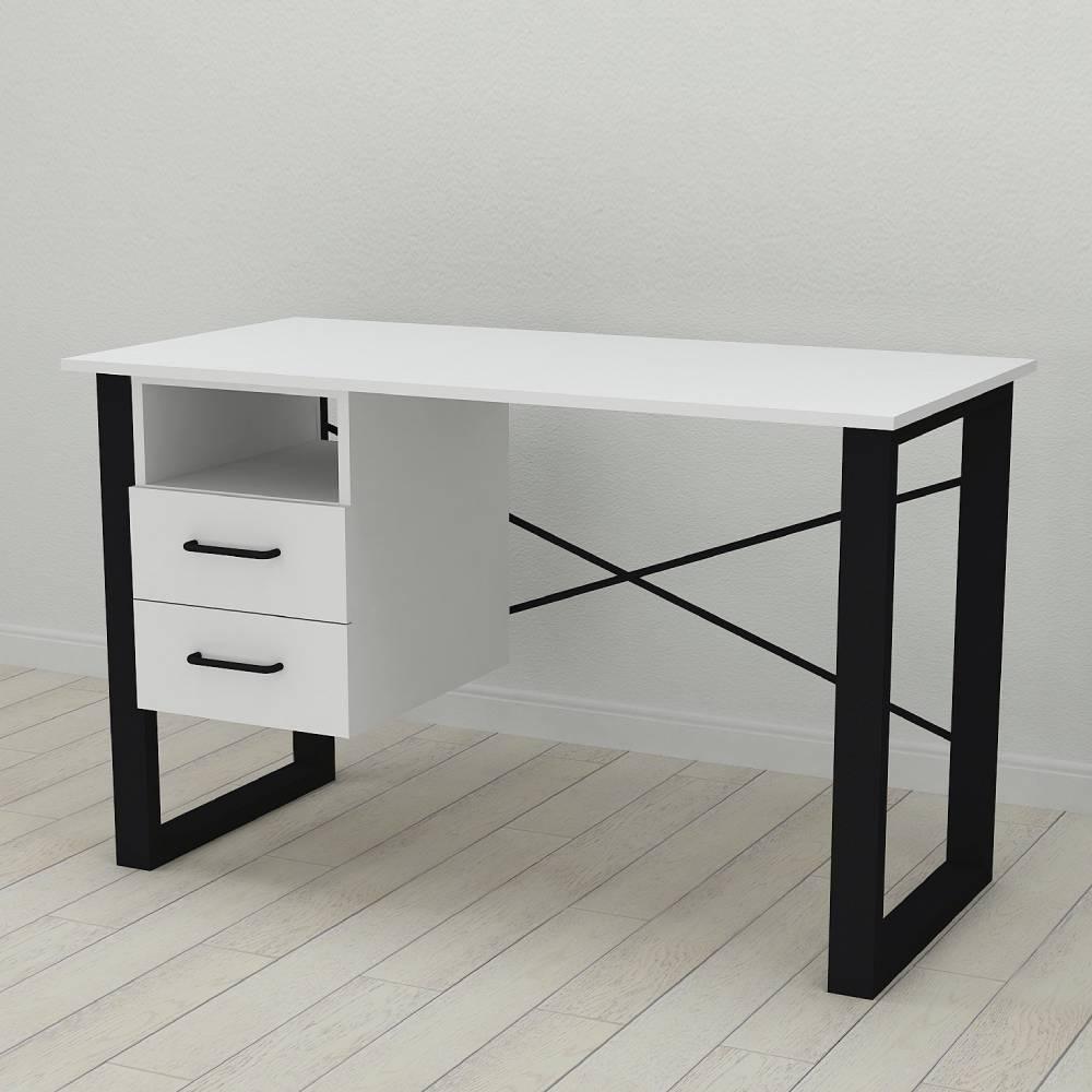 Письмовий стіл із ящиками Ferrum-decor Оскар метал/ДСП 16 мм 750x1200x700 мм Чорний/Білий (FRD-103255) - фото 2