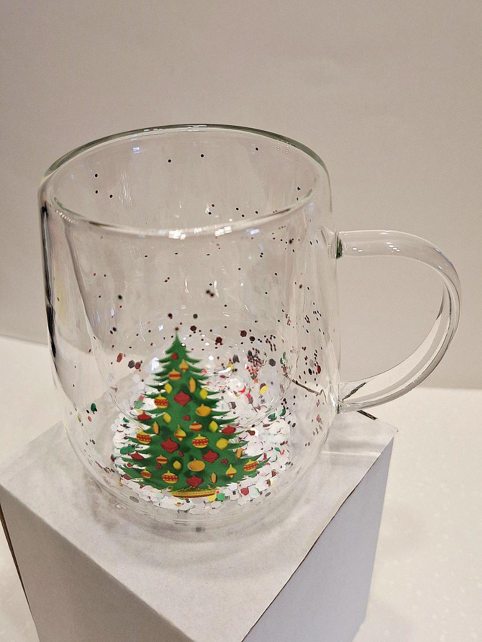 Кружка з подвійного скла Новорічна-1 300 мл (1747) - фото 4 Кружка з подвійного скла Новорічна-1 300 мл (1747) - фото 4