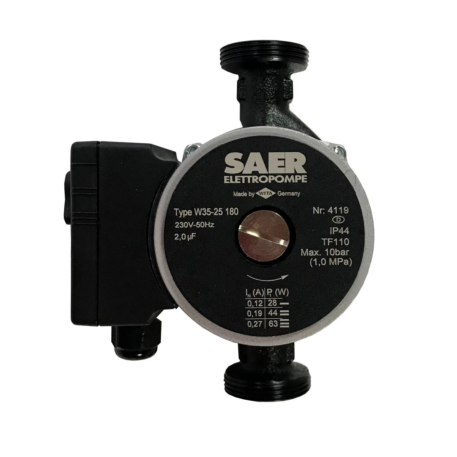 Насос циркуляционный SAER W35-25 180 мм (GSR-000019355) - фото 2 Насос циркуляционный SAER W35-25 180 мм (GSR-000019355) - фото 2