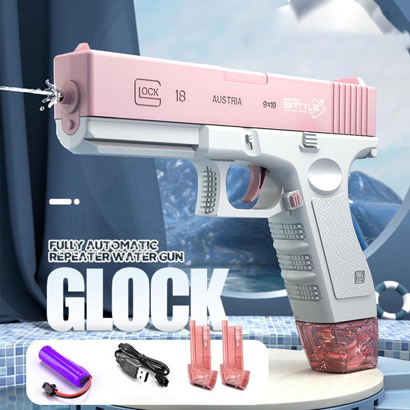 Водяний пістолет Glock електричний USB + великий магазин Pink - фото 5