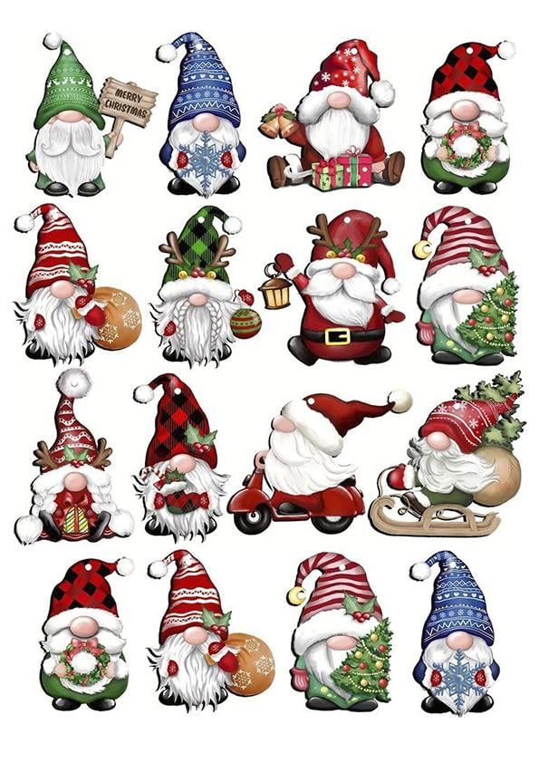 Картинка на торт вафельна Новорічні гномики (15870)