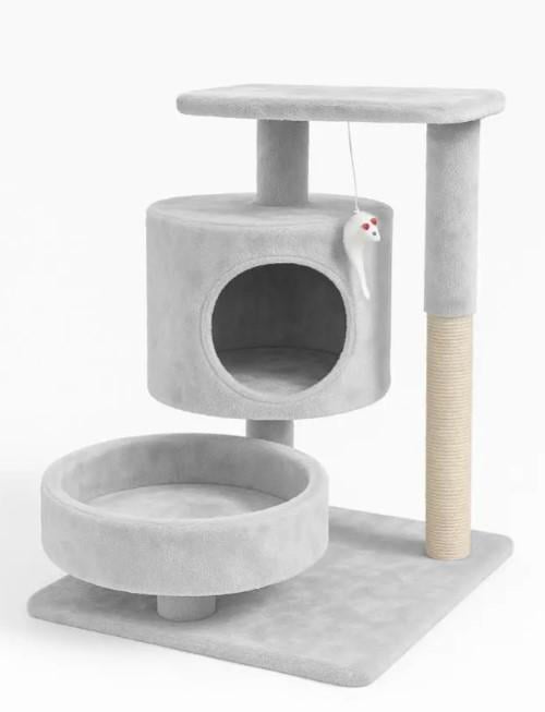 Когтеточка-домик деревянный Bonro B-29 для кошек 61 см Серый