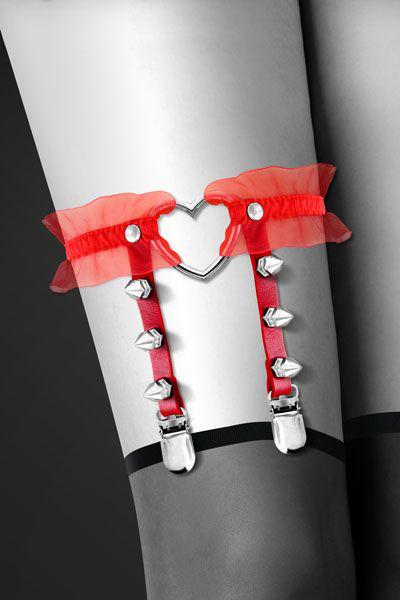 Гартер на ногу Bijoux Pour Toi With Heart and Spikes із серцем Red - фото 2