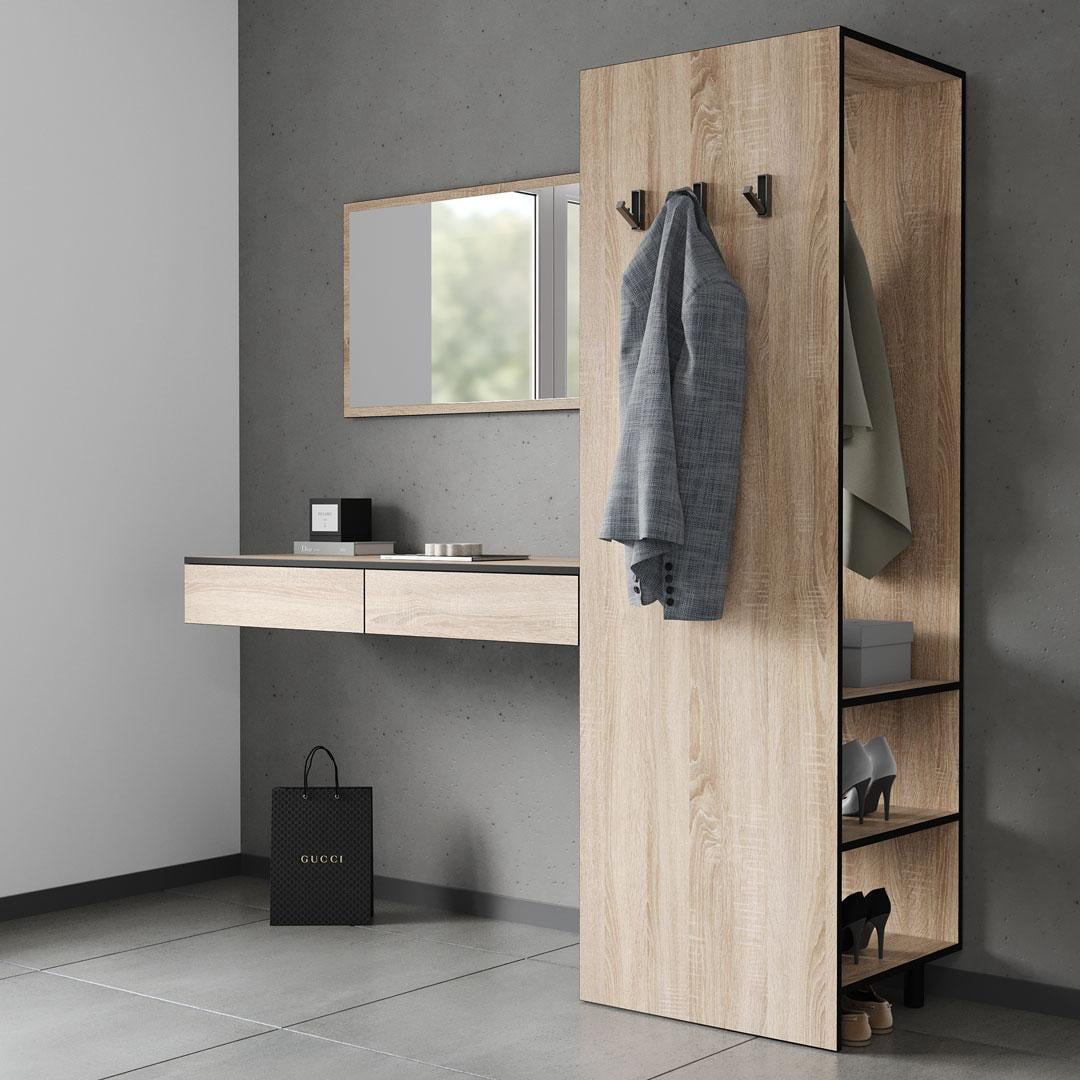 Передпокій для одягу Moreli KO-0001 з дзеркалом/столиком/штангою/гачками 1800х1880х500 мм Дуб сонома (27688012)