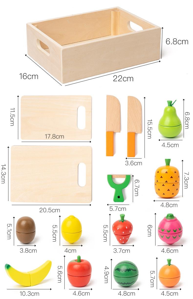 Дерев'яний набір фруктів для нарізки на магнітах з коробкою дошками ножами коробкою дошками - фото 10 Дерев'яний набір фруктів для нарізки на магнітах з коробкою дошками ножами коробкою дошками - фото 10