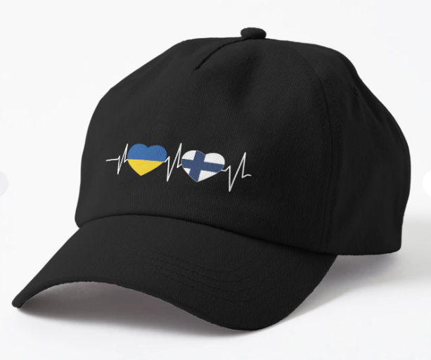 Кепка унисекс Malfini с патриотическим принтом Finland Ukraine Черный (УКР403К-1)