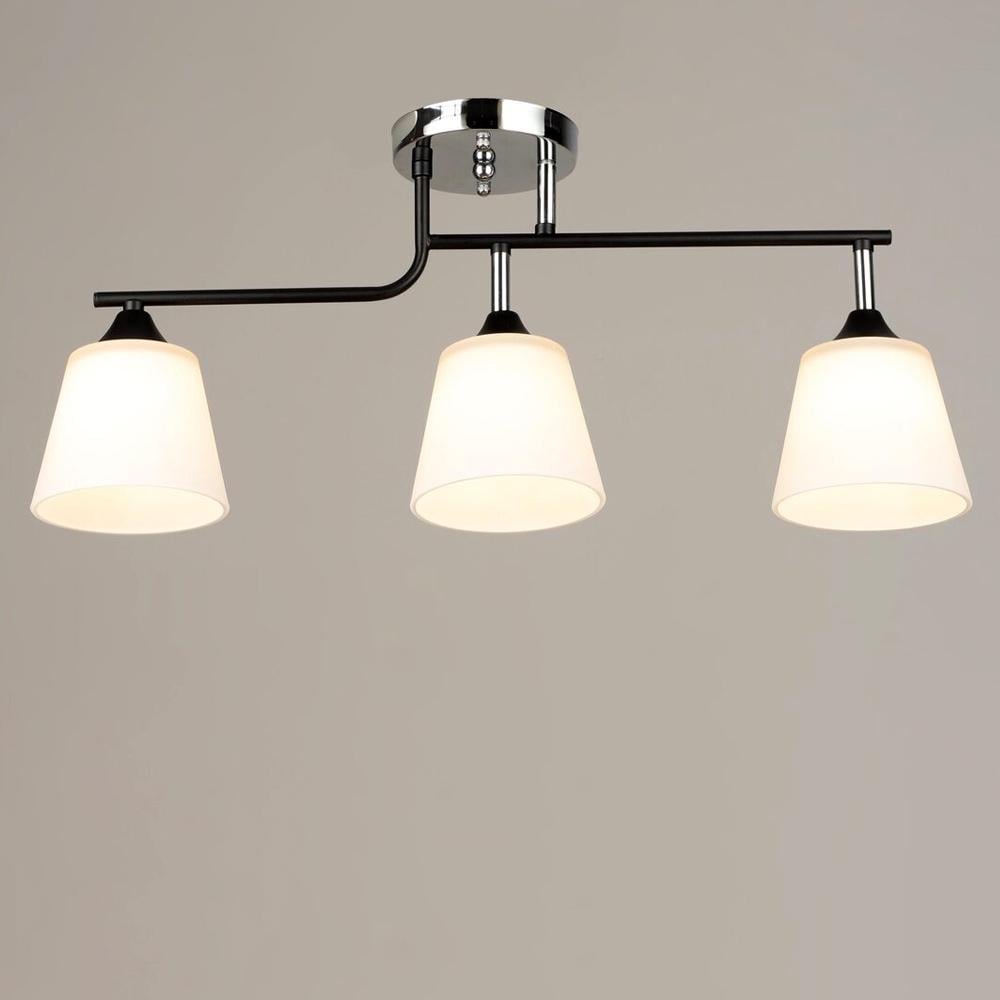 Люстра стельова Light House SRS-20307/3 плафони білі Чорний/Хром