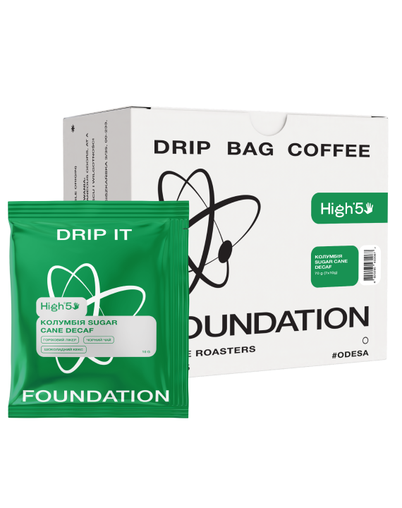 Дрип-кофе Foundation Coffee Roasters Колумбия Sugar Cane Decaf 7 шт./пак.