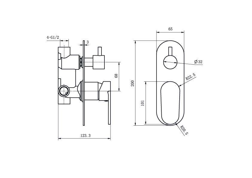 Смеситель скрытого монтажа для ванной и душа Imperial 2 функции (AF-L3B073CP) - фото 2