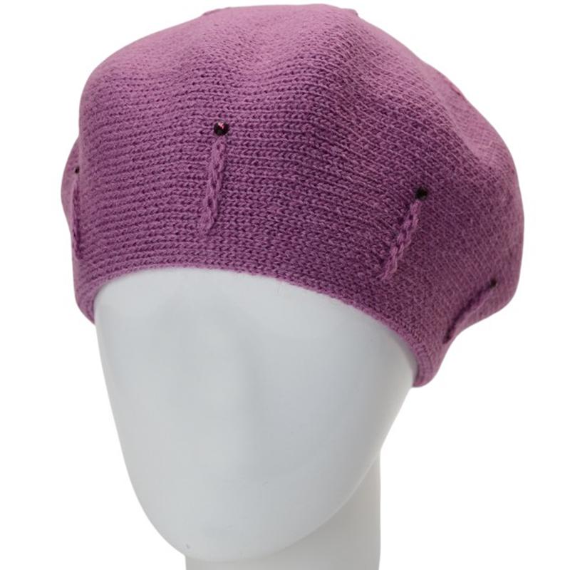 Берет жіночий Lirus Тіна з візерунком та стразами one size Бузковий (281882) - фото 1 Берет жіночий Lirus Тіна з візерунком та стразами one size Бузковий (281882) - фото 1