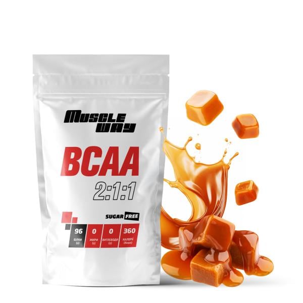 Комплекс амінокислот для росту м'язів і сушіння MuscleWay ВСАА 2:1:1 Sugar Free Ірис-карамель у порошку на 10 порцій 100 г (21-125-bcaa-mw-rs100.k) - фото 1