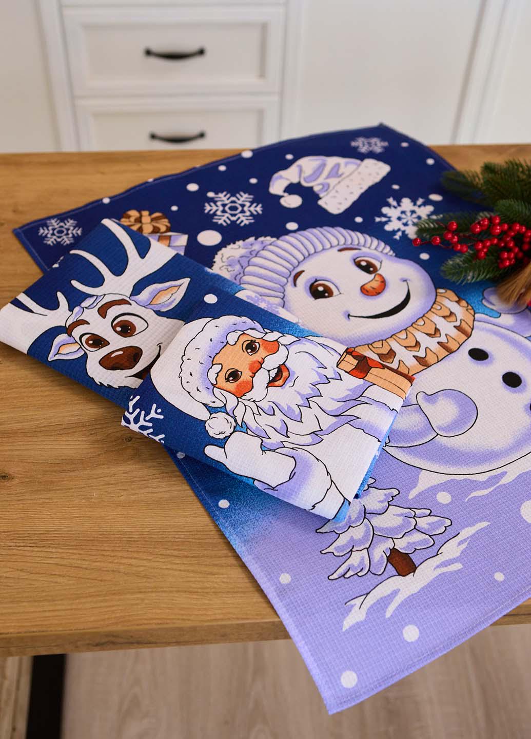 Набір вафельних рушників Новорічна казка 60х47 см 3 шт. - фото 2 Набір вафельних рушників Новорічна казка 60х47 см 3 шт. - фото 2