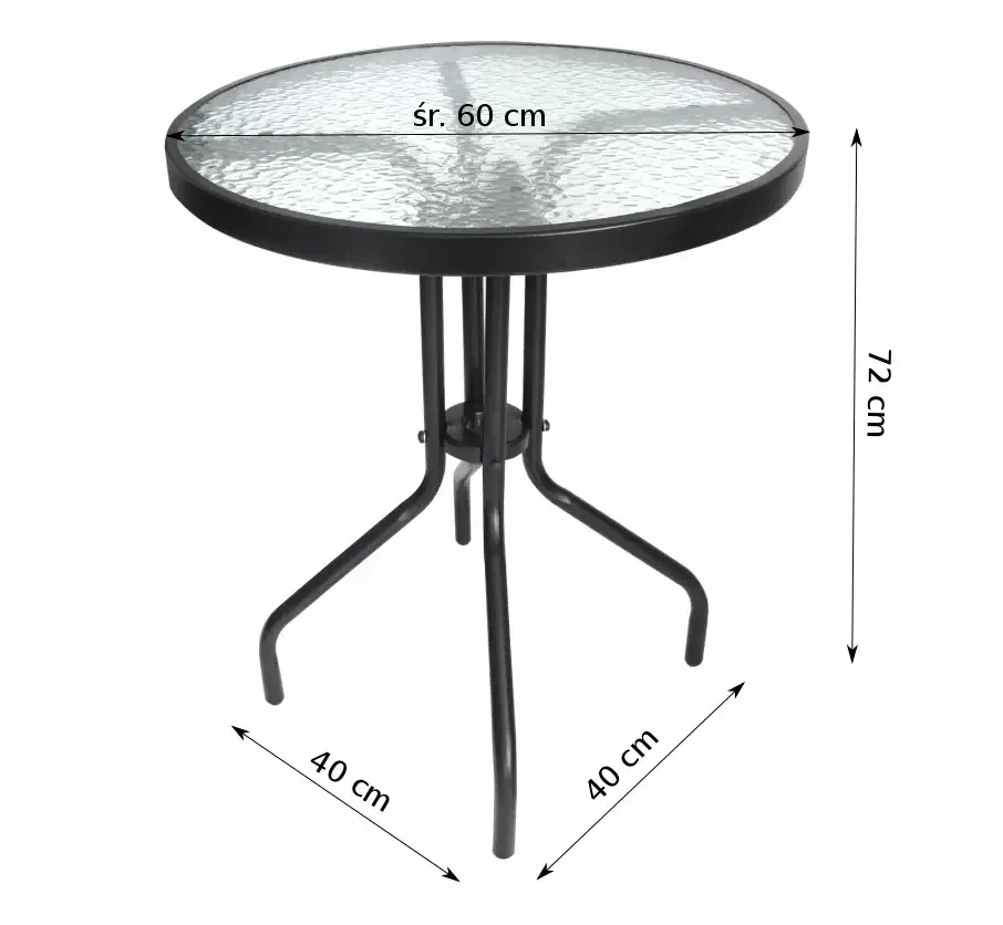 Стол садовый 4Points Arte круглый стеклянный 60 см Черный (DA-4P60RO) - фото 2